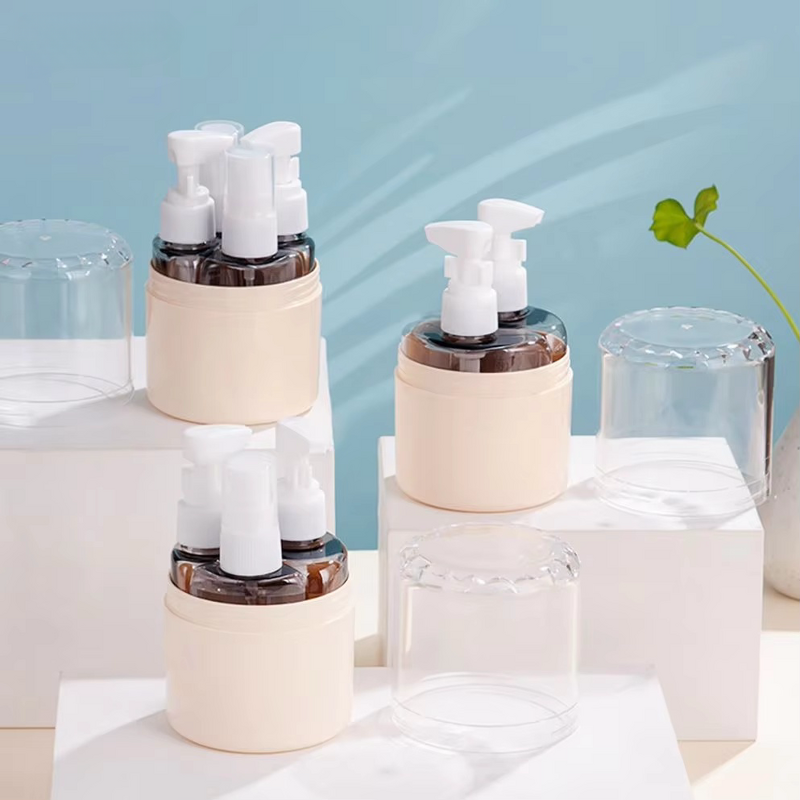 New Arrival Custom Traveling 4-In-1 Refillable Skin Care Bottle Set Empty Shampoo Squeeze Bottle Plastic Material