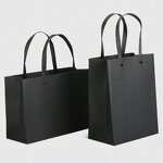 Handmade Luxury Black Cardboard Paper Bag with Custom Logo for Shoes Clothes Socks Fur Packing Quality Gift Comfortable Handle