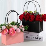 Wholesale Small Size Brown Kraft Paperboard Gift Bag with Handle Custom Design Flower Bouquet Packaging for Crafts Candles