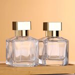 Custom 70ml Square Glass Perfume Bottle with Gold Cap Cosmetic Pump Sprayer for Containers Packed in Cartons