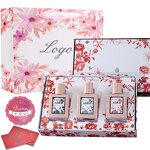 Custom Luxury 100ml Perfume Set Box with Matt Varnish Kraft Paper Bag Postcard Featuring Embossed Logo Printing Sponge Liner