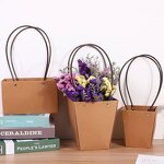 Wholesale Small Size Brown Kraft Paperboard Gift Bag with Handle Custom Design Flower Bouquet Packaging for Crafts Candles