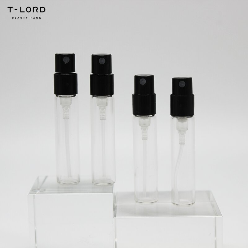 Samples T-Lord Small Glass Perfume Bottle with Pump Sprayer Empty Package Silk Screen Printed