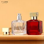 Custom 70ml Square Glass Perfume Bottle with Gold Cap Cosmetic Pump Sprayer for Containers Packed in Cartons