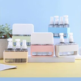 Pink Leak Proof Travel Kit Plastic Dispenser Shampoo Bottle Portable Cosmetic Storage Bottle Toiletries Skincare Kit Set