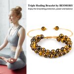 Tiger Eye Beaded Bracelet Manufacturer - Natural 6mm Double Row Adjustable Men Women Handmade Jewelry Tool