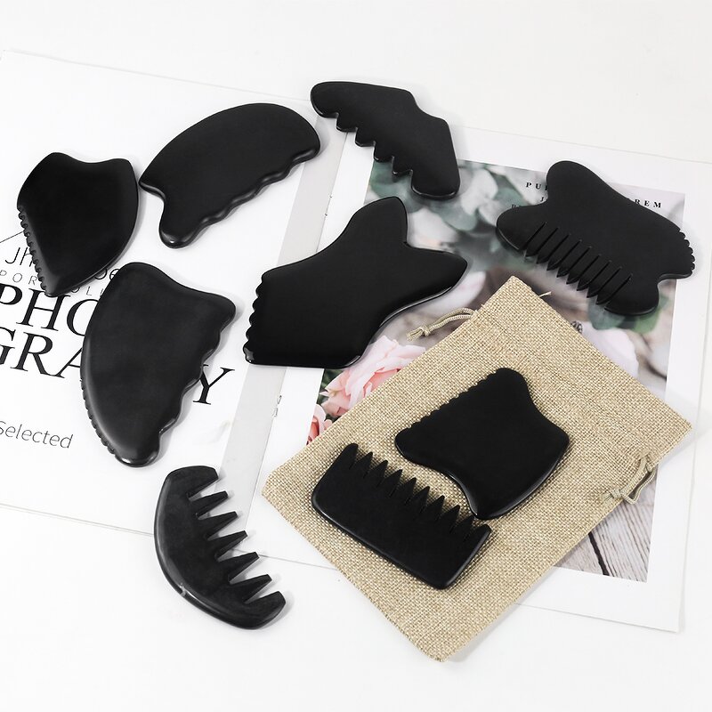 Black Bian Stone Gua Sha Board Manufacturer - Face Massage Scraping Tool Beauty Facial Skincare Tool