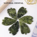 Leaf Shaped Jade Crafts Manufacturer - Custom Hand Carved Natural Healing Green Crystal Home Decor Tool