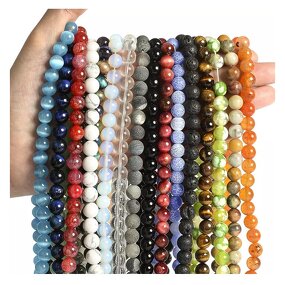 Round Stone Beads Manufacturer - Tiger Eye Agate Amazonite 4-12MM DIY Bracelet Jewelry Making Tool