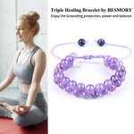 Amethyst Beaded Bracelet Manufacturer - Hot Selling Adjustable Double Row Stones Fashion Pulsera Jewelry Tool