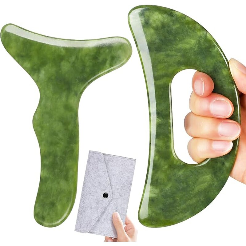 2-in-1 Green Resin Gua Sha Tool Manufacturer - Popular Custom Logo Face Beauty Scraping Massager Tool