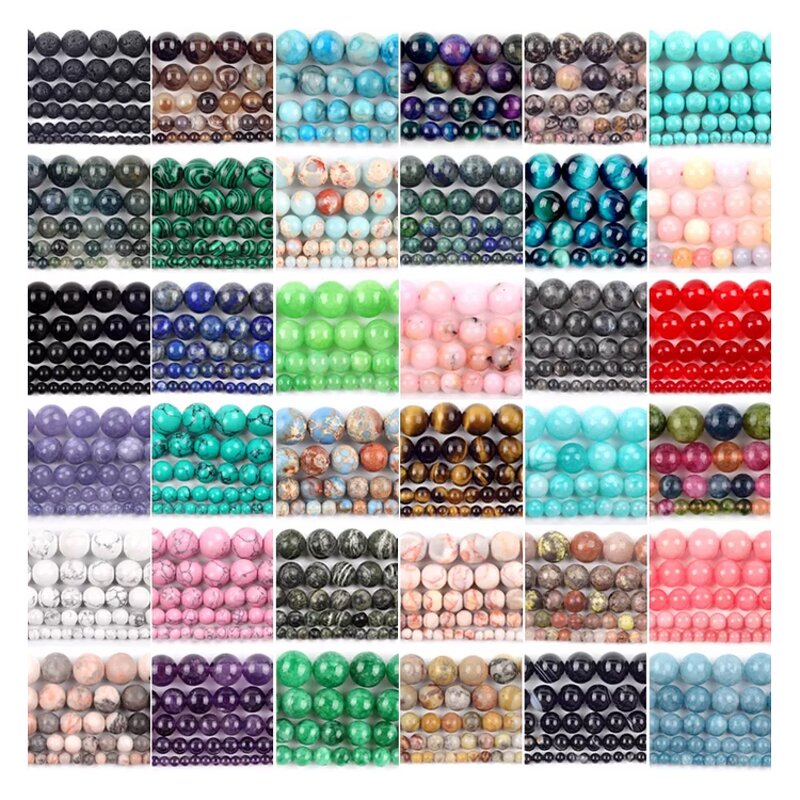 Loose Stone Beads Manufacturer - Jade Turquoise Lava Tiger Eye Spacer Waist Beads Jewelry Making Tool