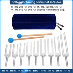 Solfeggio Tuning Fork Set Manufacturer - 9-Piece Wooden Stand Chakra Hammer 174-639Hz Frequencies Tool