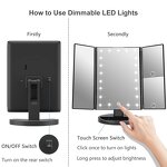 Tri-Fold LED Vanity Mirror Manufacturer - WEILY 21 Lights Adjustable Touch Screen 1x/2x/3x Magnification Tool