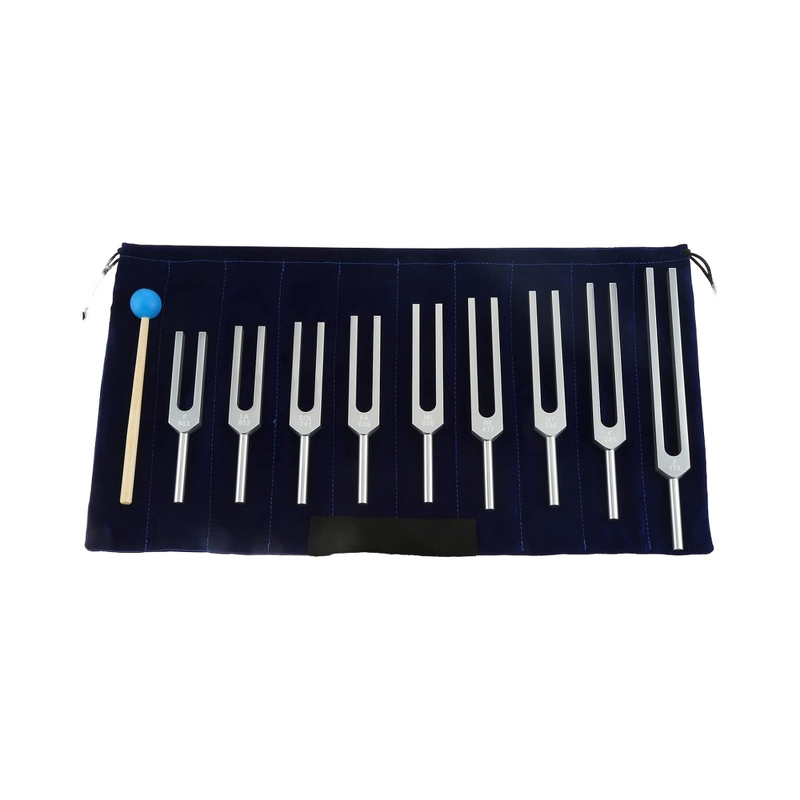 Solfeggio Tuning Fork Set Manufacturer - 9-Piece Wooden Stand Chakra Hammer 174-639Hz Frequencies Tool