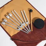 Tuning Fork Leather Bag Set Manufacturer - Wholesale 4 Pcs 128/136.1/256/384Hz with Activator Tool