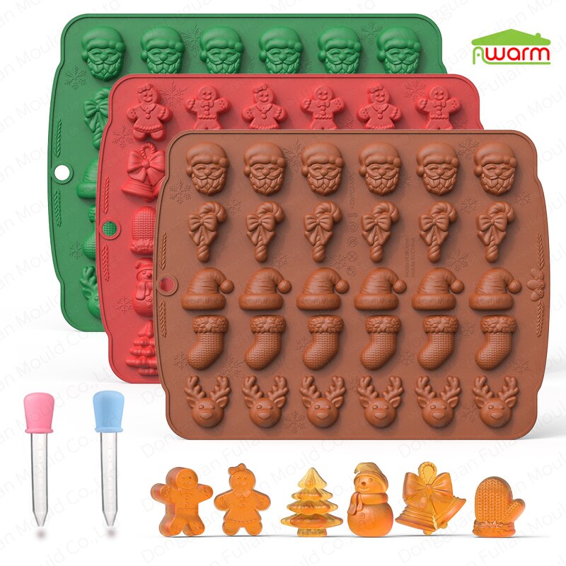 Christmas Silicone Chocolate Mold Manufacturer - 5in1 BPA Free Cake Decor Cookie Candy Gummy Baking Tool