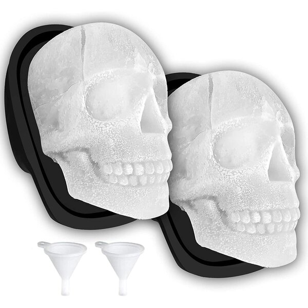 3D Skull Silicone Ice Mold Manufacturer - Halloween Black Giant Whiskey Beverages Ice Cube Maker