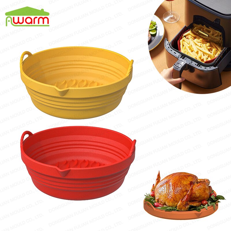 Collapsible Silicone Air Fryer Pot Manufacturer - A3 New Design Food Grade Baking Tray with Handles