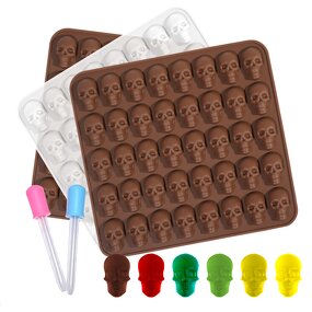 Skull Shape Silicone Gummy Mold Manufacturer - Halloween Hot Sale Chocolate Candy Mould with Dropper