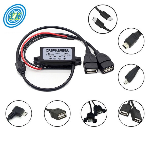 Customized DC Converter - 48V to 5V 3A Buck with USB Male Female Output