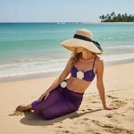 Bikini Swimwear Manufacturer - Three Piece Solid Color with Flower