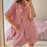Pajamas Set Manufacturer - 100% Cotton Short Sleeve Leopard Print Lounge