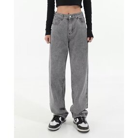 Jeans Manufacturer - Women's Retro Smoke Grey Loose Slim Straight Leg