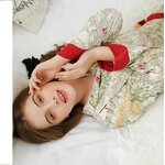 Pajamas Set Manufacturer - Long Sleeve Lapel Plant Print Elastic Waist