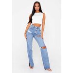 Jeans Manufacturer - High Waist Loose Straight Leg Hot Ripped