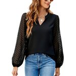 Chiffon Blouse Manufacturer - V-Neck Casual Long Sleeve Solid Color