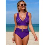 Bikini Set Manufacturer - Solid Color Hollow Out for Girls