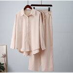 Women's Casual Set Manufacturer - Elegant Office 2-Piece Loose Solid Color