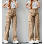 Women's Casual Pants Manufacturer - Waist Cinching Mid Waist 3D Pocket Plus Size