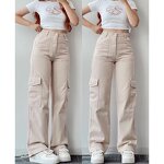 Women's Casual Pants Manufacturer - Waist Cinching Mid Waist 3D Pocket Plus Size