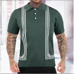 Men's Polo Shirt Manufacturer - Green Striped Slim Fit Knitted