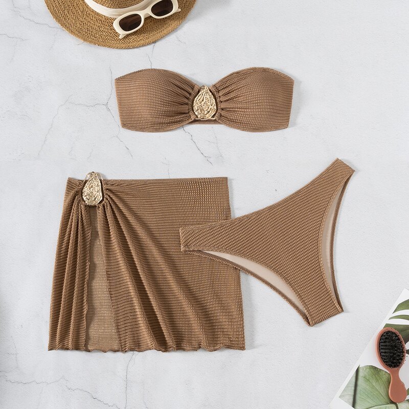 Bikini Set Manufacturer - 3 Piece with Wrap Coverup Bandeau Triangle