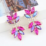 Dangle Earrings Jewelry Manufacturer - Alloy Colorful Glass Drill Rhinestone Flower