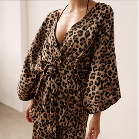Pajamas Set Manufacturer - Leopard Print Long Sleeves Loose Two-Piece
