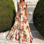 Suspender Dress Manufacturer - Leaky Back Print Large Swing Sleeveless for Summer