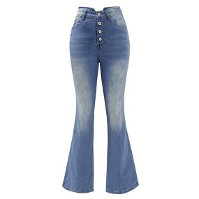 Jeans Manufacturer - Bell Bottom Blue Tight Fitting Middle Waist