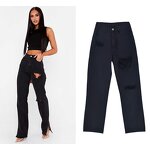 Jeans Manufacturer - High Waist Loose Straight Leg Hot Ripped