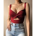 Camisole Vest Top Manufacturer - Twisted Elastic Tie Up V-Neck Open Back