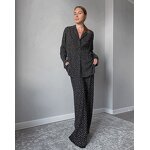 Pajamas Set Manufacturer - Long Sleeve Silk Satin Dot Print Loose