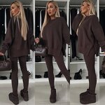 Women's Casual Suit Manufacturer - Tight Pants & Loose Sweatshirt Two-Piece Set