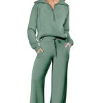 Casual Sports Suit Manufacturer - Two-Piece Zipper Long Sleeve & Wide Leg Pants