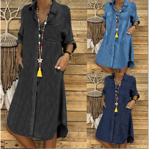 Casual Skirt Manufacturer - Oversize Denim Solid Color