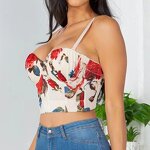 Suspender Top Manufacturer - Printed Fishbone Corset Floral Short Breast Wrap