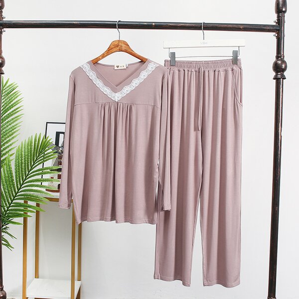 Pajamas Set Manufacturer - Long Sleeve V-Neck Casual Comfortable Homewear