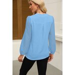 Chiffon Blouse Manufacturer - V-Neck Casual Long Sleeve Solid Color
